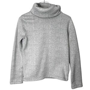 J. Crew Mercantile Glen Plaid Gray/White Funnel Neck Fleece Pullover Size Small